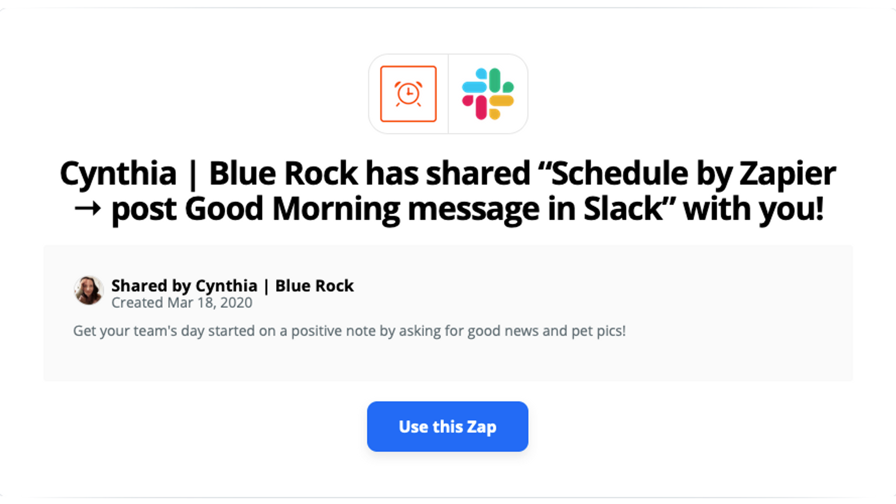 Free Zap - Slack daily good news